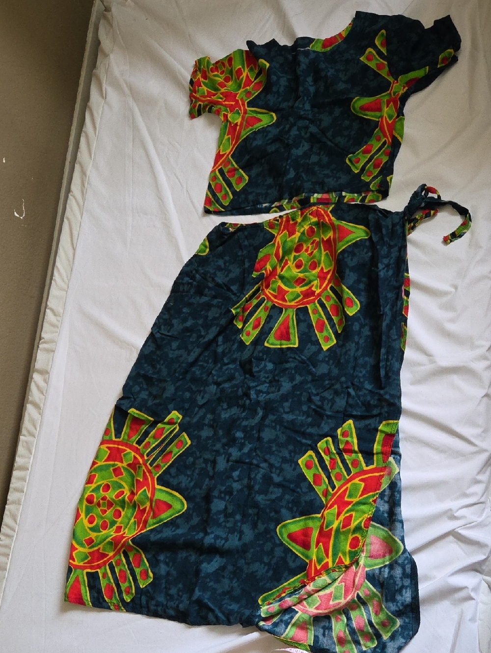 Tropical Maxi Dress Crop Top And Tie Wrap Skirt Set
